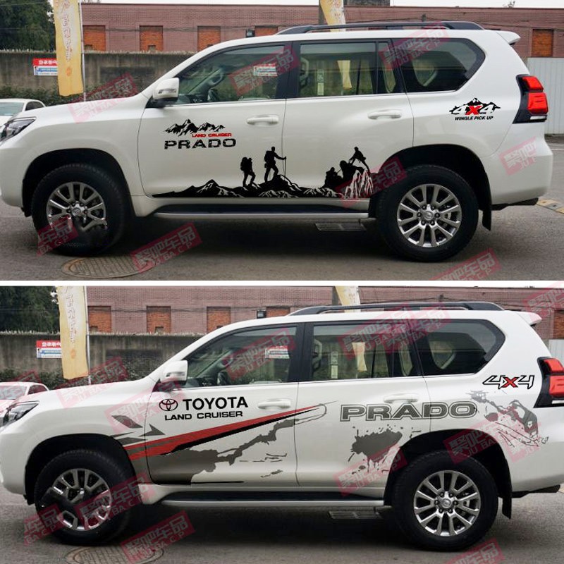 适用于10-21款普拉多彩条车贴拉花丰田霸道改装饰汽车贴纸画越野