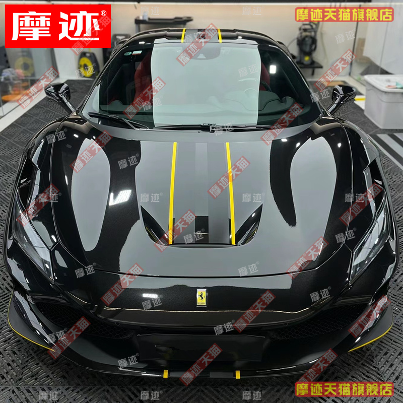 法拉利488车贴拉花458 F8 F12 296 ROMA机盖改装饰贴纸引擎盖贴画