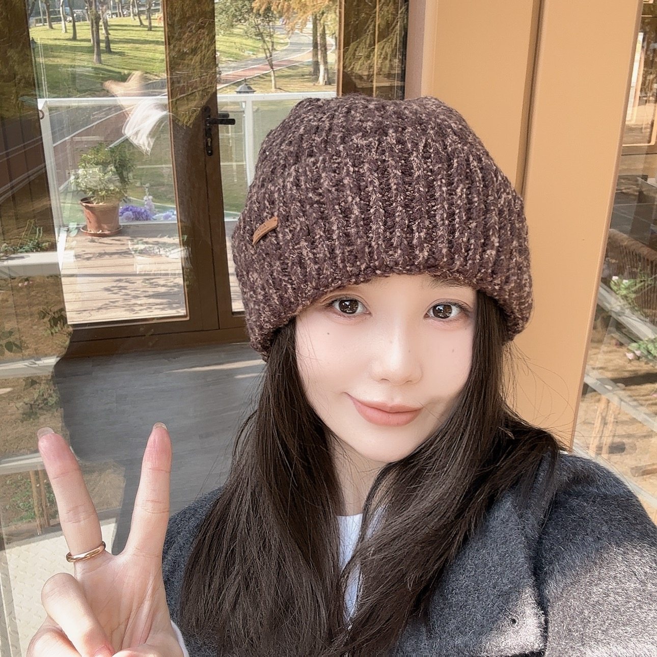 邓肯花纱毛线帽女秋冬季大头围时尚百搭针织帽显脸小保暖包头冷帽