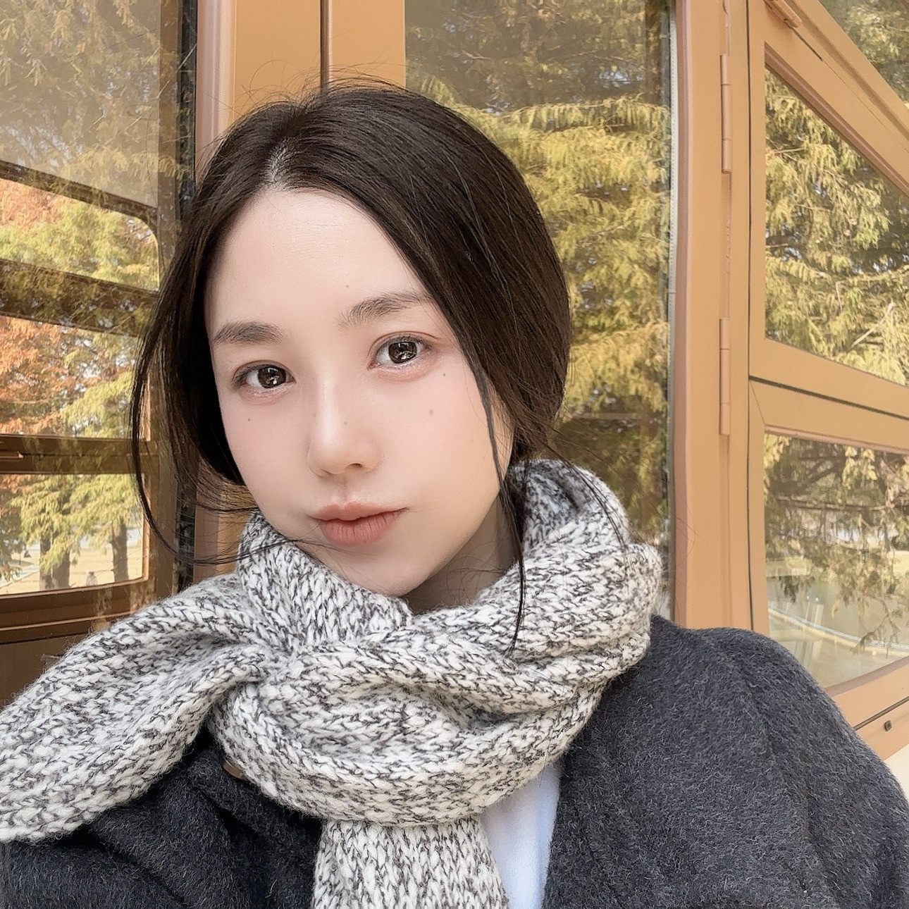 羊毛邓肯花纱氛围感小围巾2025秋冬温暖与时尚百搭的防寒围脖女