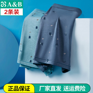 平角裤 莫代尔无侧缝舒适透气弹力抗菌高腰青年男士 M301 AB内裤 2条