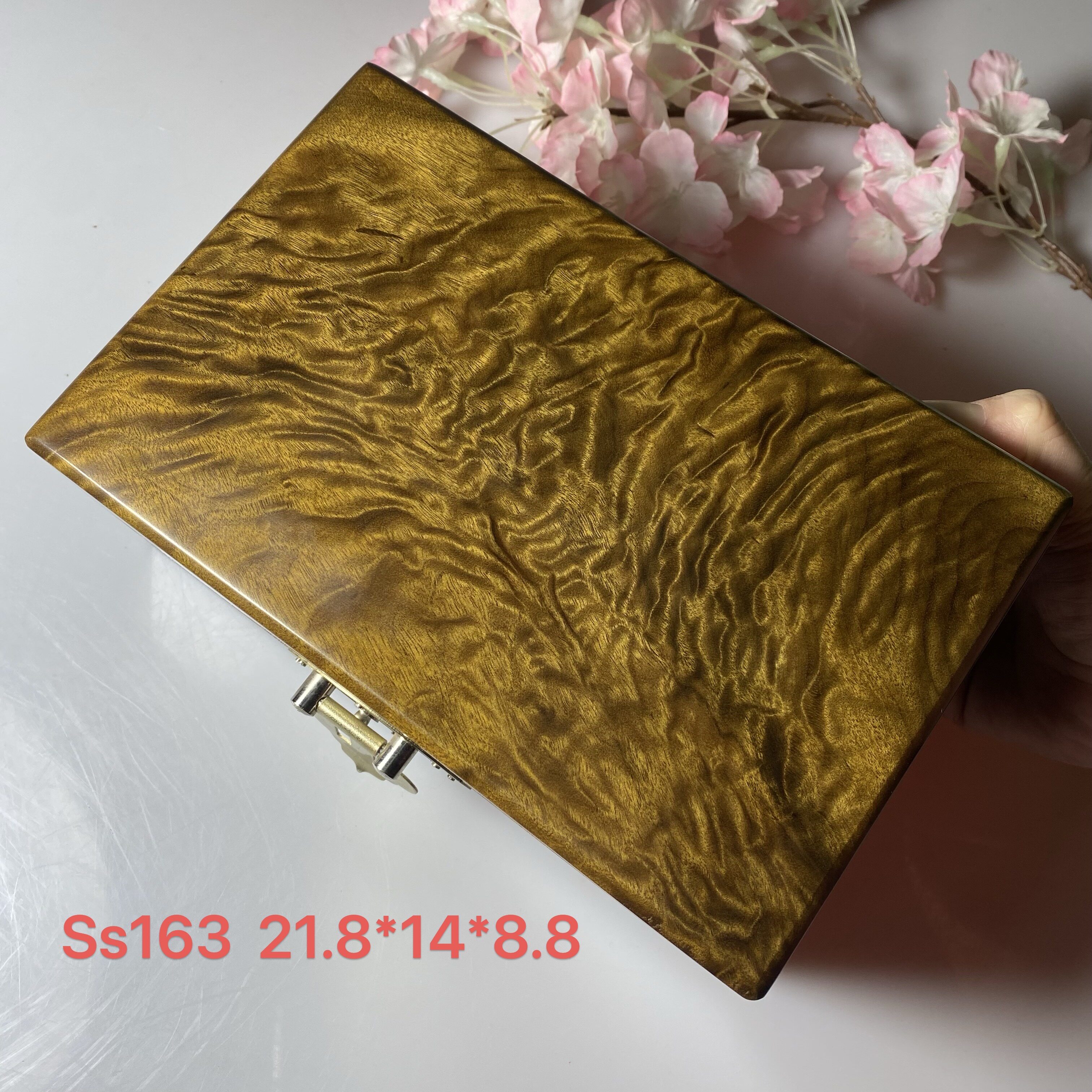 收藏品金丝楠木首饰盒阴沉乌木珠宝盒龙胆纹木盒实木彩礼箱金条盒