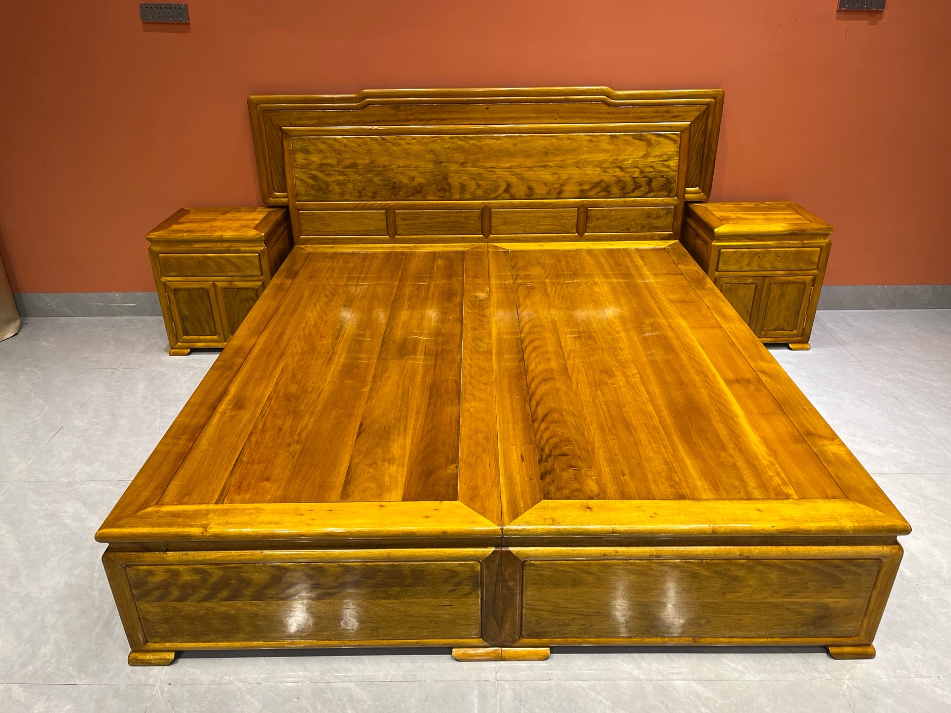 金丝楠木高低床明式实木双人床