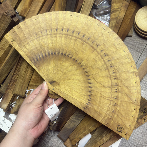 金丝楠木扇子手工小叶桢楠折扇木质古风实木苏扇中国风瘤子水波扇