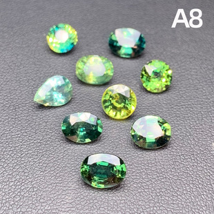 天然彩色蓝宝石 精工切割孔雀绿山蓝花色裸石戒指椭圆形1克拉精切