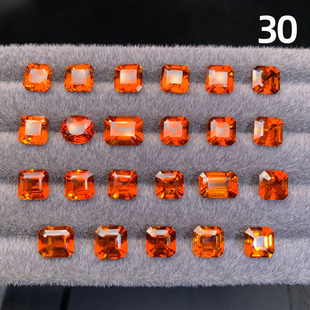 天然芬达石榴石裸石 橙色宝石 刻面方形阿斯切可定制戒指吊坠手链