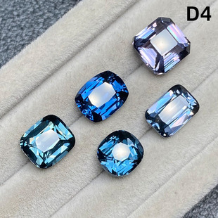 天然尖晶石裸石 钴蓝尖晶戒面 长方形全净体刻面可定制戒指吊坠