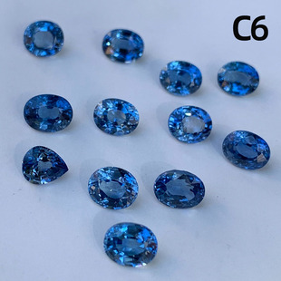 天然蓝宝石裸石 1克拉全净水滴椭圆4x6皇家蓝矢车菊蓝宝戒面新品