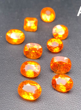 天然芬达石榴石裸石 橙色宝石 刻面椭圆形水滴可定制戒指吊坠手链