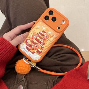 韩风创意苹果皮星星人适用于iphone17promax手机壳苹果15p橙色保护套14全包17小众新款 16pro女网红超火手机套