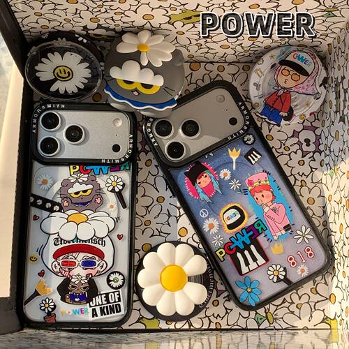 ins韩风GD猫磁吸支架适用于iPhone16苹果17promax手机壳13/14/15透明卡通情侣保护套12/11硬底软边个性防摔壳