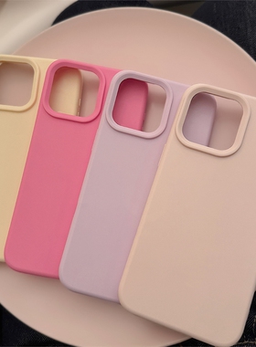 奶黄色iPhone14promax手机壳液态硅胶适用苹果13pro纯色温柔女款12全包防摔保护套15/16promax高级ins
