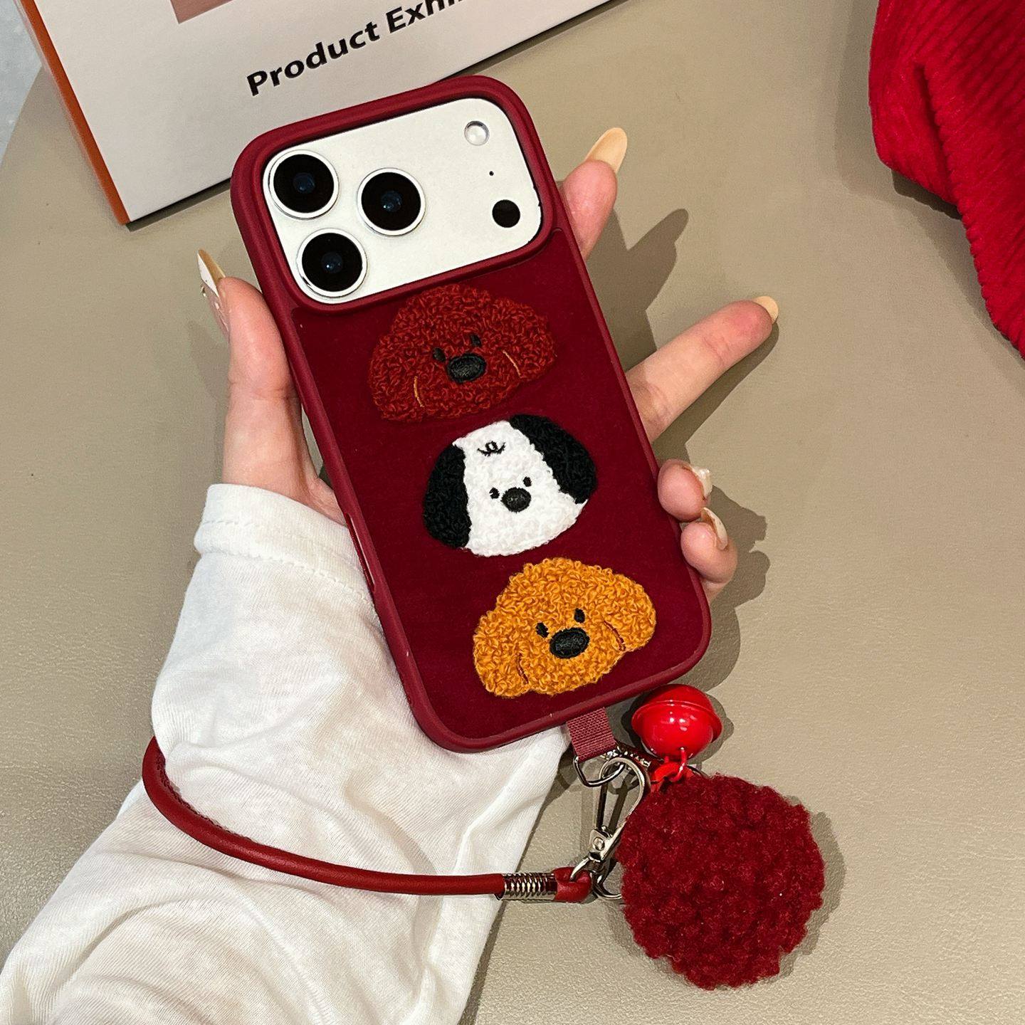 萌趣可爱刺绣三只泰迪小狗适用于iphone17promax苹果16p手机壳15p可爱卡通童趣创意新款防摔17pro挂绳毛球,3C数码配件,手机保护套/壳,淘宝优惠券,粉丝福利购,淘宝优惠卷