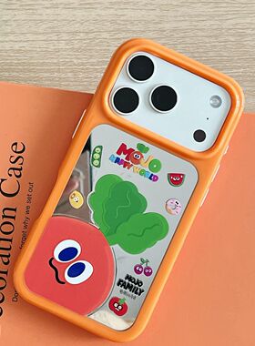 INS韩风趣味卡通镜面萝卜适用苹果17手机壳iphone17ProMax新款橙色16pro可爱15创意13女款16promax软边保护套