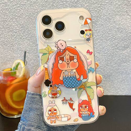 INS度假风哭娃旋转磁吸支架适用苹果17PRO手机壳iPhone16ProMax双层硬底15pro小众13/14防摔创意少女心全包软