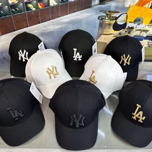 韩国MLB帽子硬顶洋基队女NY磨破款 棒球帽男LA大标鸭舌帽遮阳 正品