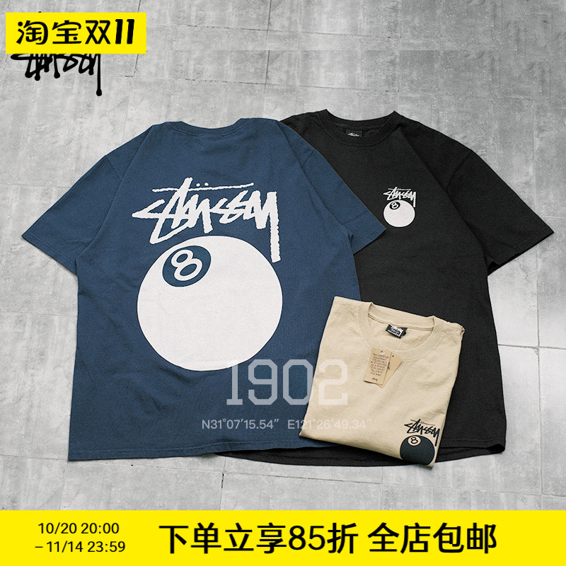 现货STUSSY24FW黑8短袖T恤