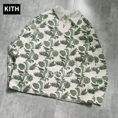 现货 KITH 24SS GEOMETRIC KNIT COHEN 花链刺绣POLO衫长袖T恤