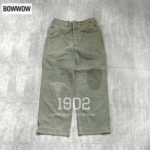 现货 HBT 休闲裤 M43 做旧补丁军事风工装 24AW WOW BOW COMBAT