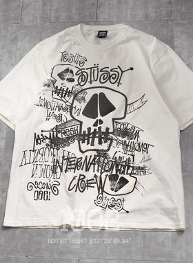 STUSSY26SS涂鸦骷髅短袖T恤