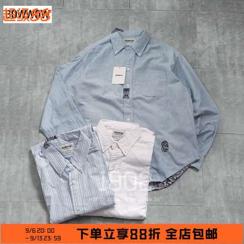 BOWWOW腰果花牛仔条纹长袖衬衫