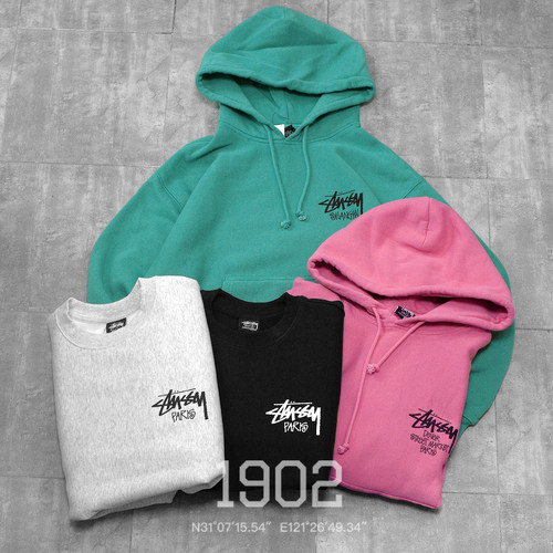 现货Stussy城市限定加绒帽衫