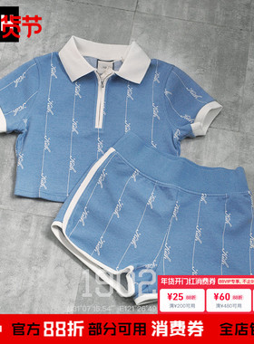 现货 Kith Women 24SS 女款女装 蓝色 短款POLO衫 短裤 Lisa同款