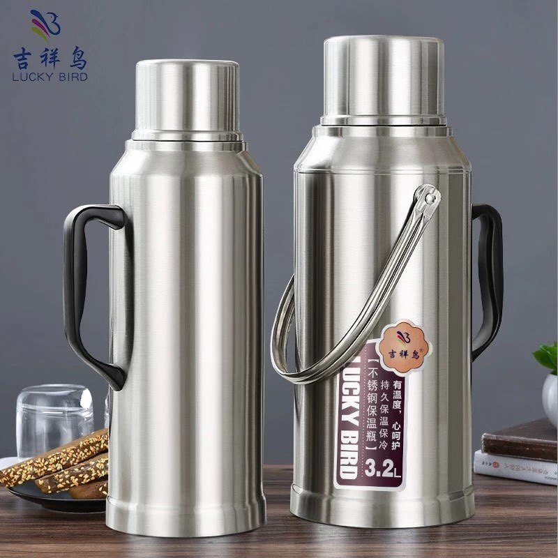 吉祥鸟高级不锈钢保温瓶暖水壶玻璃内胆长效保温3.2L超大容量家用,餐饮具,热水瓶,淘宝优惠券,粉丝福利购,淘宝优惠卷