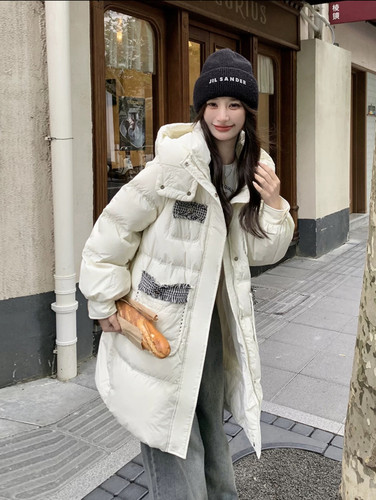 小香风90鹅绒羽绒服 洋气减龄中长款！