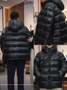 品牌订单男女同款 90绒子鸭绒羽绒服 黑金短款