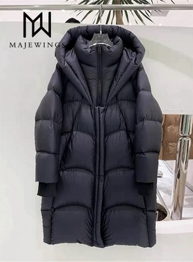 黑色假两件（泡芙全身充绒）品牌订单90白鹅绒加厚羽绒服