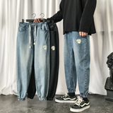 主推！2021春夏雏菊刺绣牛仔九分裤小脚裤NB108P58，男装牛仔裤，电商C303