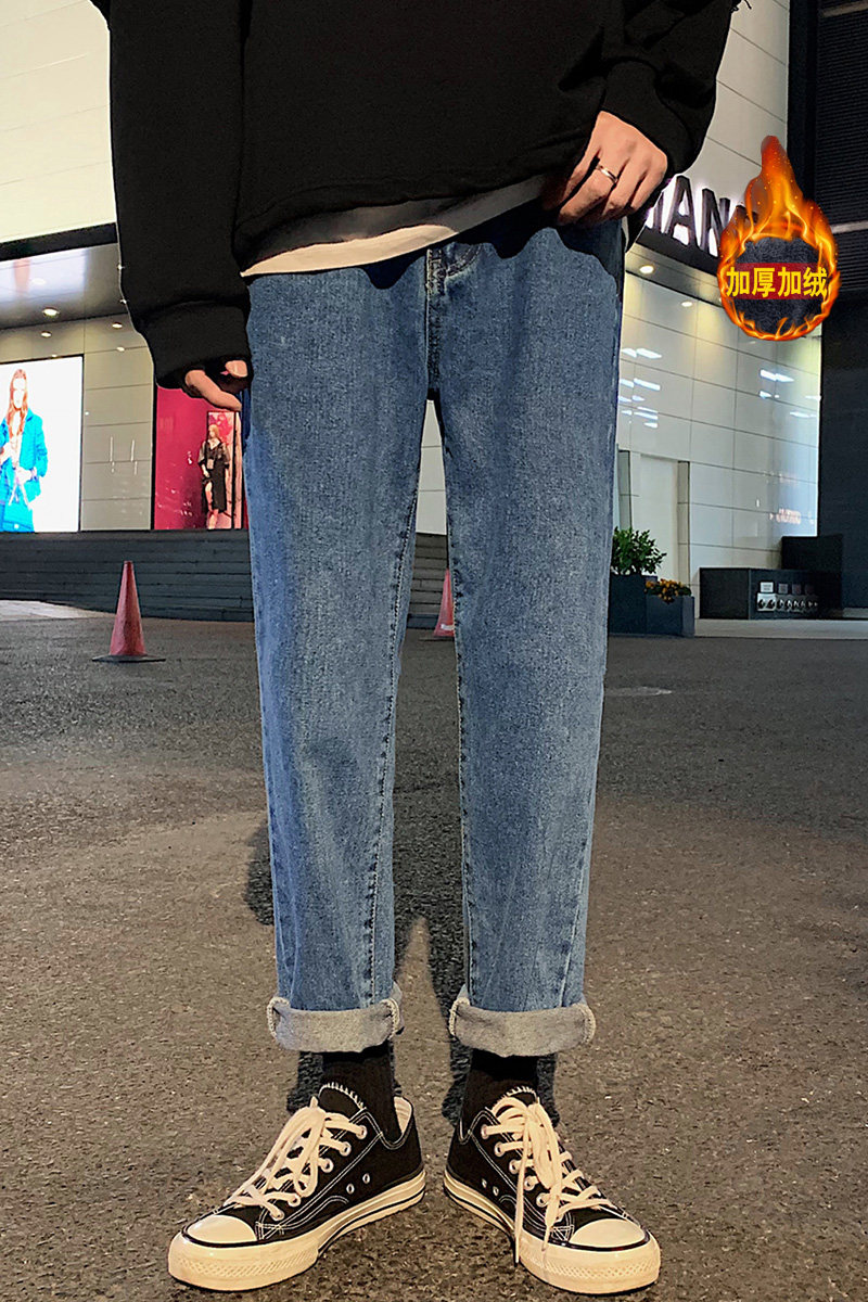 现货2W件主推！修身小脚裤男女中性宽松牛仔裤NB50常规P55加绒P60,男装牛仔裤,电商C303