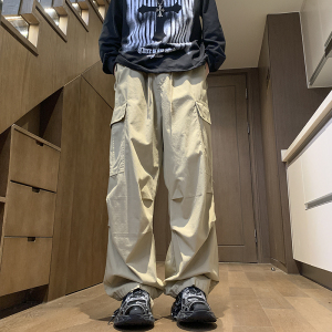 现货冰丝裤主推抖音品质大口袋工装休闲裤！宽松NB986P60控78,红色保暖衣搭配男图片