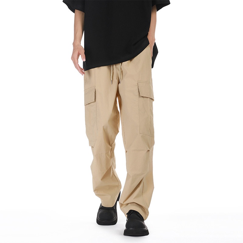 现货冰丝裤休闲工装裤男伞兵裤宽松直筒垂感阔腿裤子NB986P60控78图片