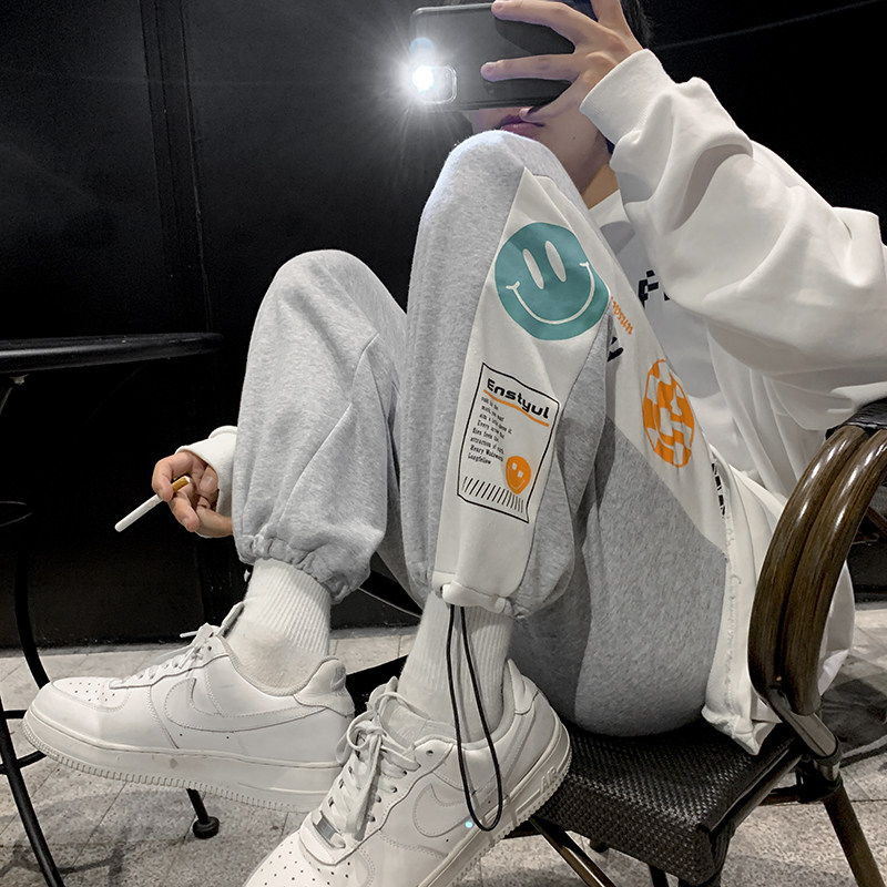 转化10%主推印花卫裤！男女中性宽松运动裤九分裤NB621图片