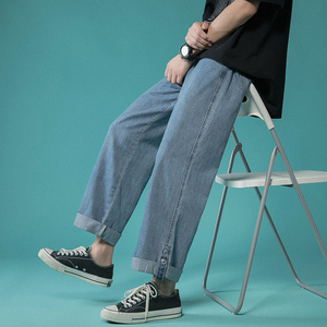 冰丝薄款牛仔裤转化高！男女中性宽松直筒裤NB552P50图片