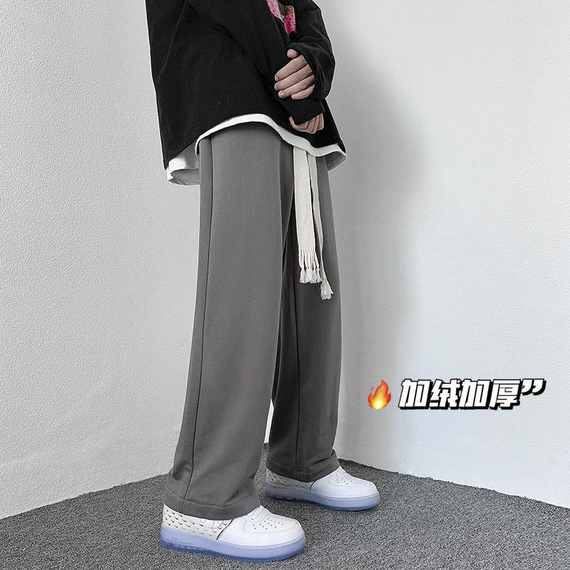 加绒厚编织绳卫裤！男女欧美高街拖地裤NB676常规加绒,男装休闲裤,电商C303