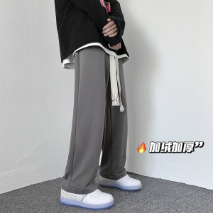 加绒厚编织绳卫裤！男女欧美高街拖地裤NB676常规加绒图片