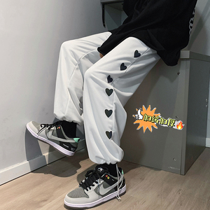 爆！加绒运动裤！爱心牛仔裤男女中性宽松加厚休闲裤NB667图片