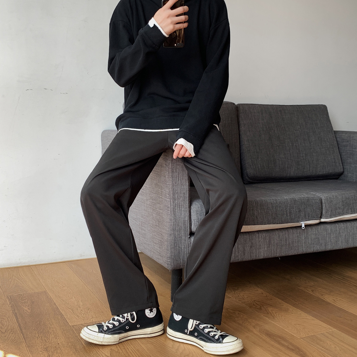 数据好！坠感西裤男cec宽松老爹裤休闲裤男友风ins超火NB02P58,男装休闲裤,电商C303