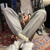 现货主推加绒加厚华夫格休闲裤！男女中性宽松束脚裤NB680，男装休闲裤，电商C303