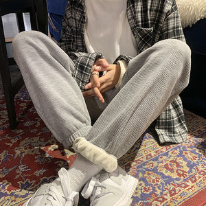 现货主推加绒加厚华夫格休闲裤！男女中性宽松束脚裤NB680图片