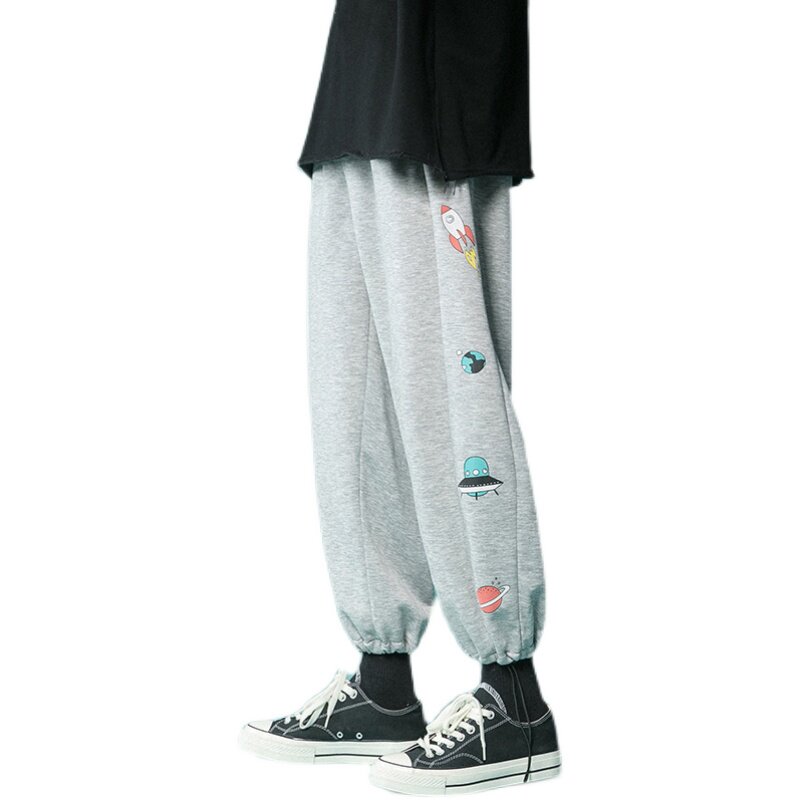 点击超高！春夏印花运动裤男女中性宽松休闲裤卫裤潮九分NB521P55,男装休闲裤,电商C303