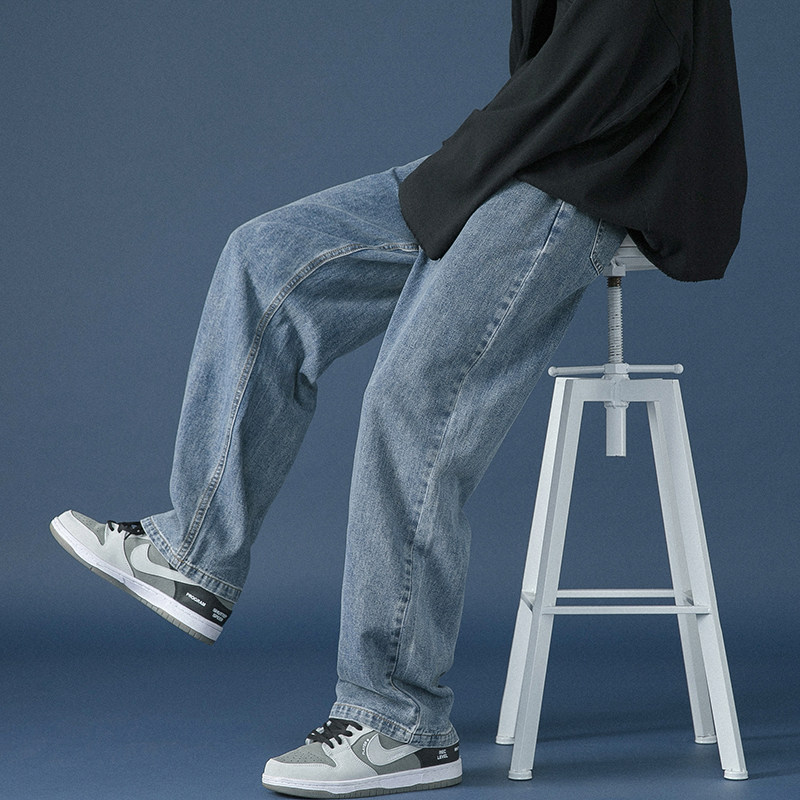 现货1万件已爆8色主推拖地裤!男女中性宽松直筒牛仔长裤NB628P45，男装休闲裤，电商C303