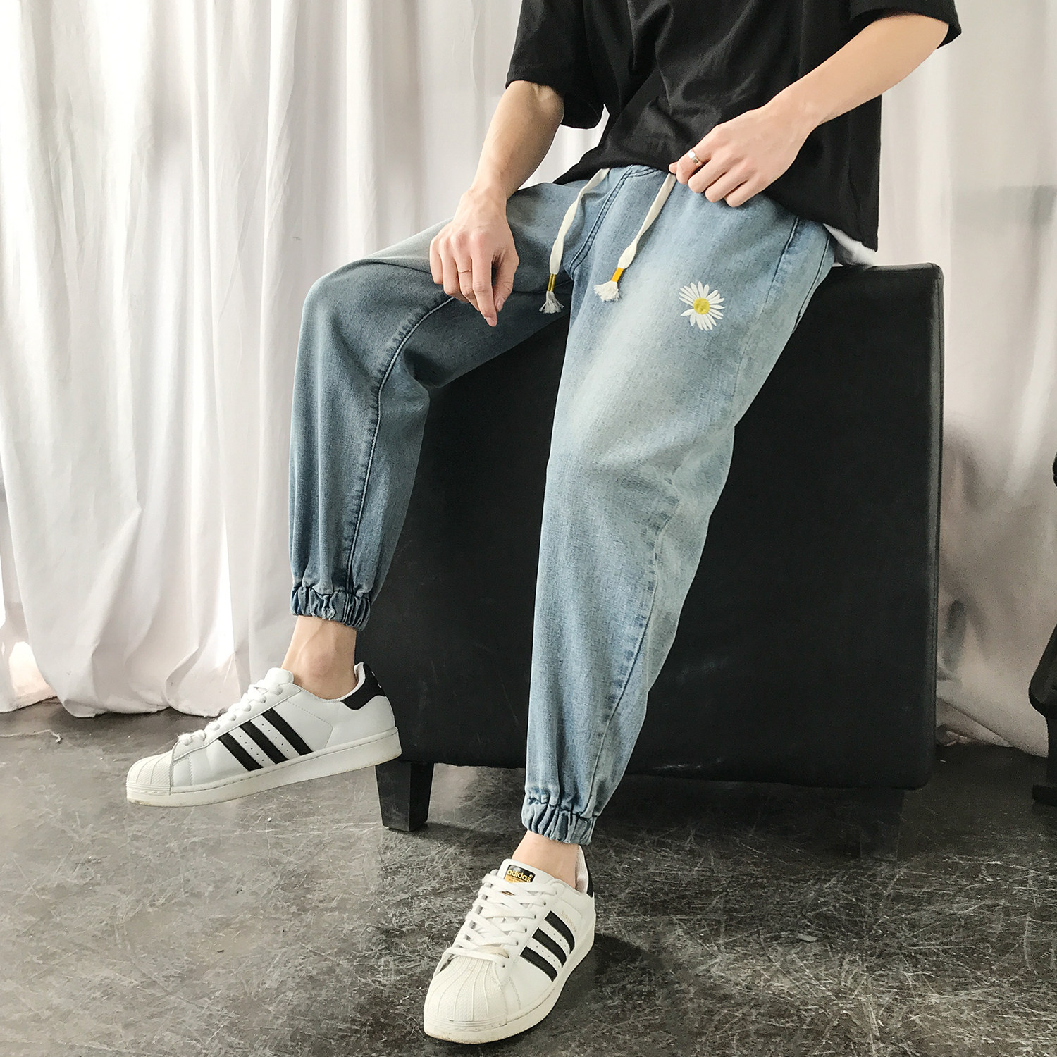 同款雏菊九分牛仔裤cec中性男女小脚裤主推NB108P58,男装牛仔裤,电商C303