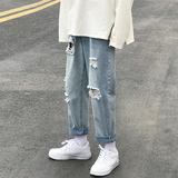 转化高！主推！破洞牛仔九分裤男女中性裤NB160P58夏季，男装牛仔裤，电商C303