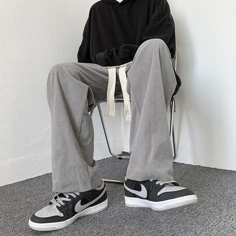 主推加厚灯芯绒休闲裤！男女中性宽松编织粗绳拖地裤NB677图片