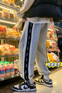 点击高加绒加厚卫裤！男女ins中性宽松休闲运动裤NB678加绒图片