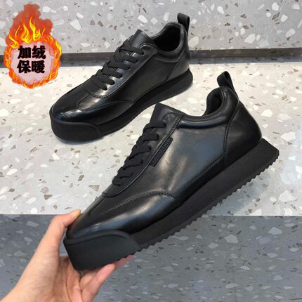 欧洲站男士轻奢休闲板鞋真皮牛皮潮流百搭时尚欧货加绒保暖板鞋男